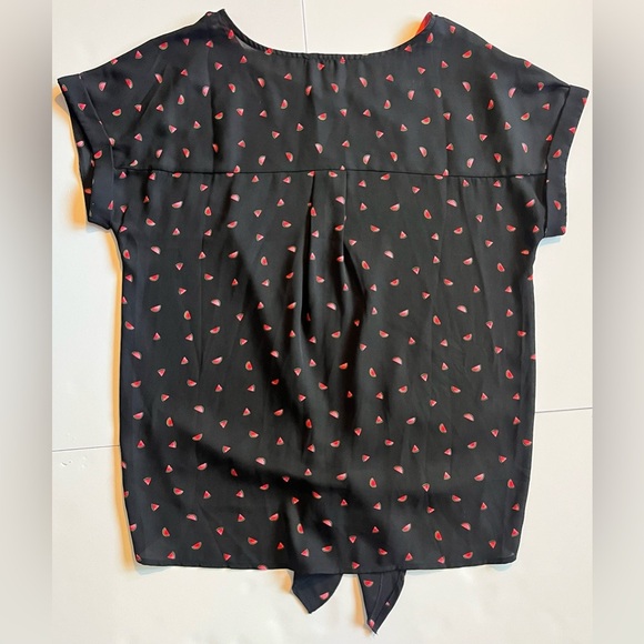 Gray LA Chic Watermelon Patterned Black Top w Vibrant Pink & Red Women’s Small - Picture 11 of 12